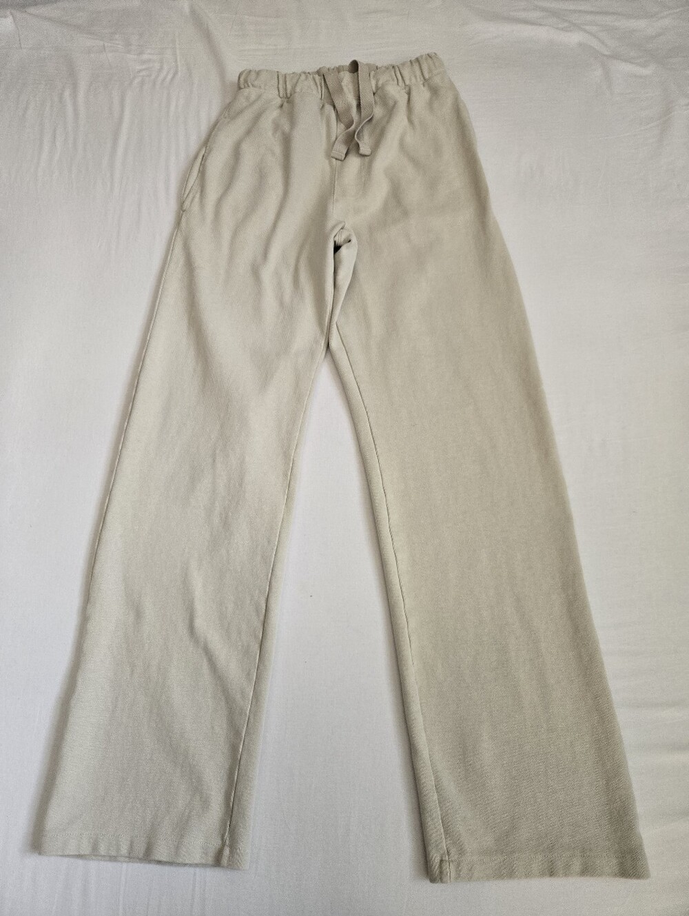 Zara Origins Wide Leg Sweatpants Ecru S Cotton Loungewear Athleisure Minimalist